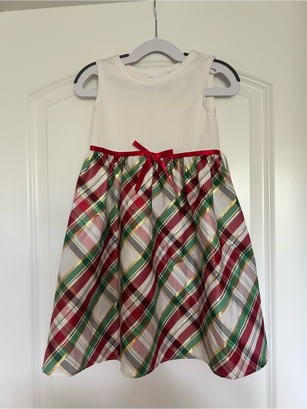 Blueberi Boulevard Cream, Red and Green Plaid Holiday Dress